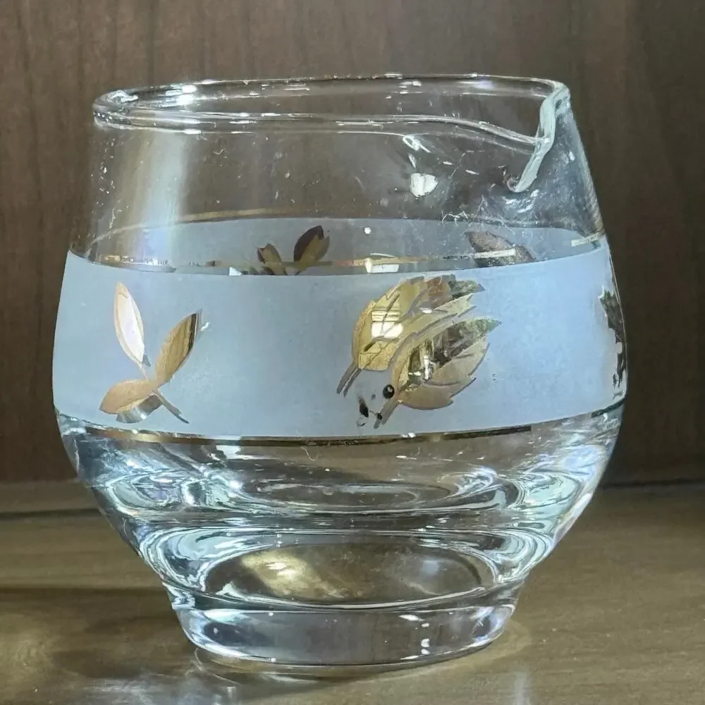 Vintage Libbey Golden Foliage creamer MCM drinkware barware serve-ware